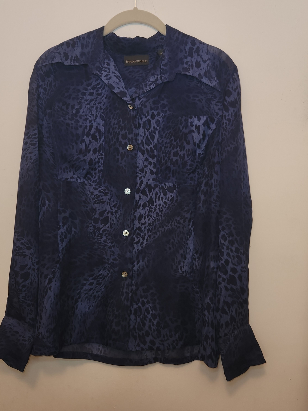 Banana Republic Men’s Dark Navy Animal-Print Shirt Jacket